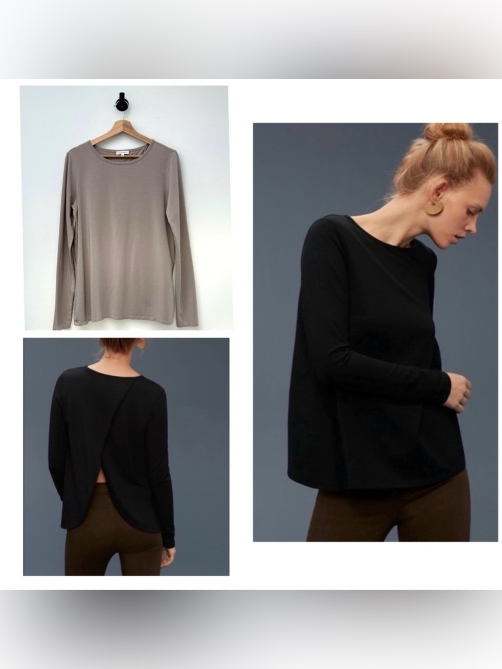 Aritzia Community Split Back Long Sleeve Top - Picture 2 of 9